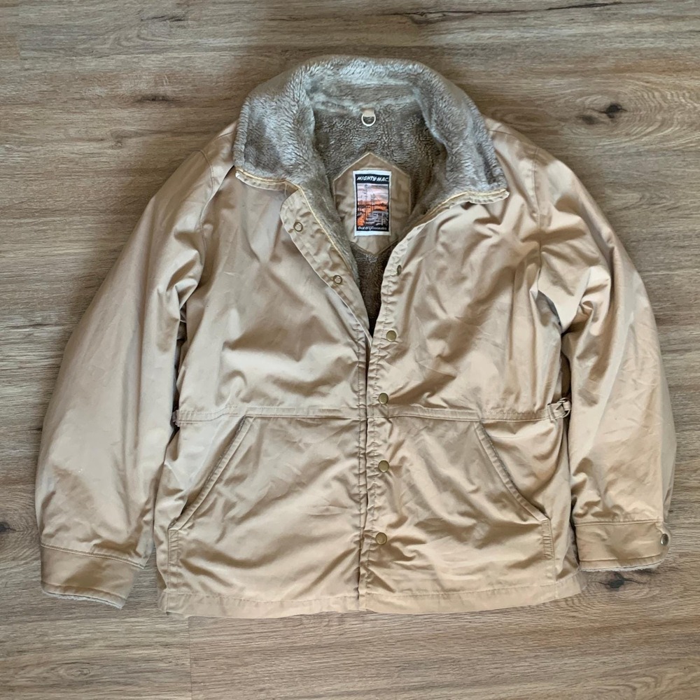 Vintage 80s Mighty Mac work coat jacket w/ canvas sherpa  - size medium men